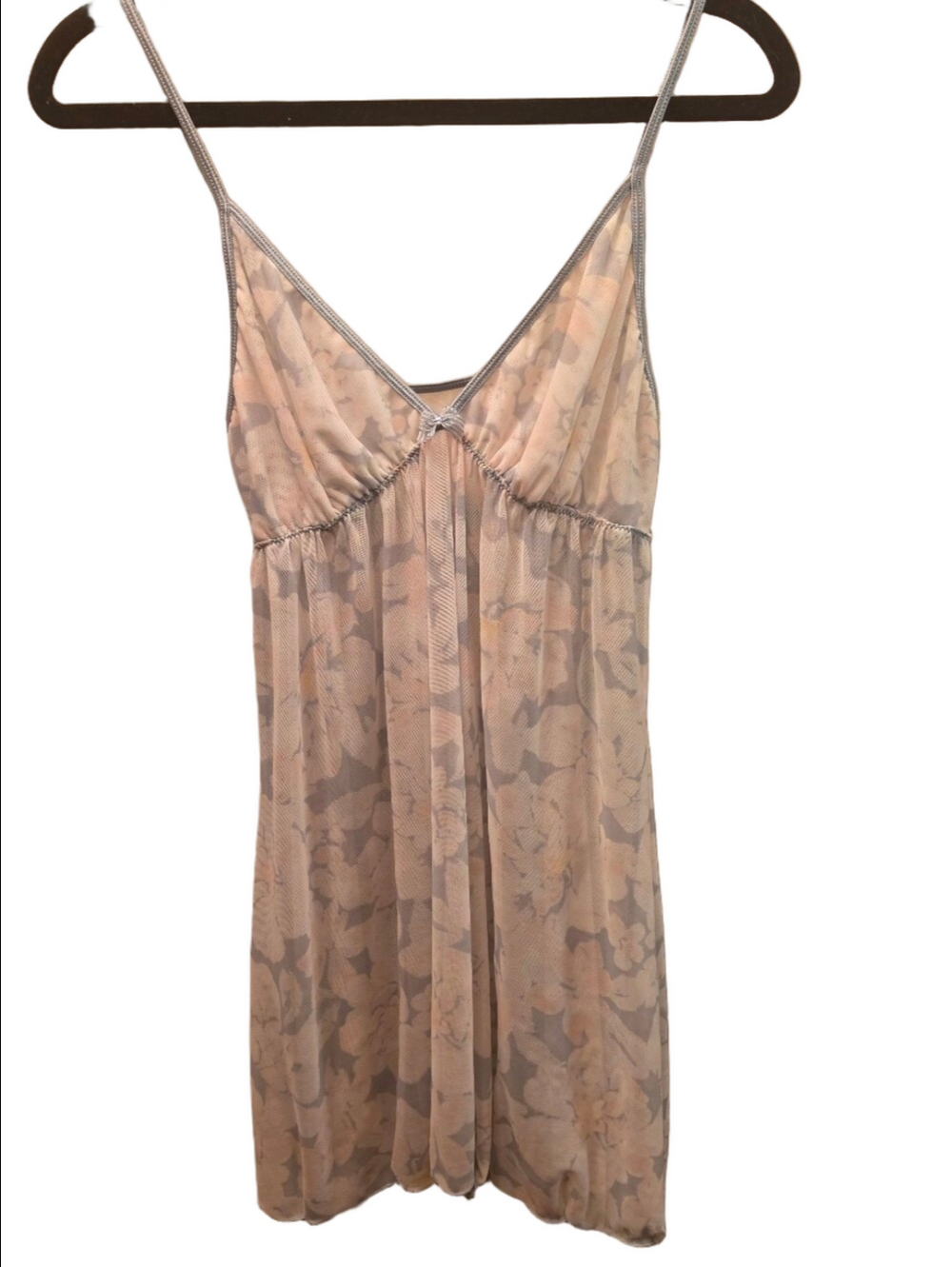 Y2K Sheer Floral Mesh Babydoll Slip Dress Fairy Coquette S